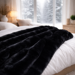 Black Panther Faux Fur Throws | Large Fur Blankets + Bedspreads