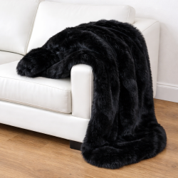 Black Fur Throw | Black Fake Faux Fur Throw | Black Panther Throw