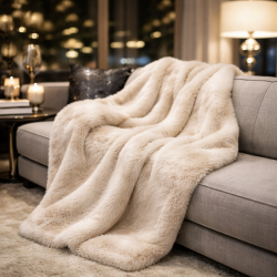 Beige Faux Fur Throw | Faux Pelt Blanket | Richmond Almond Fur Throw
