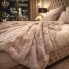 Richmond Almond Fur Throw | Large Faux Fur Blanket | Beige Bedspread