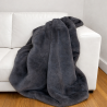 Richmond Graphite Fur Throw | Large Faux Fur Blanket | Grey Bedspread
