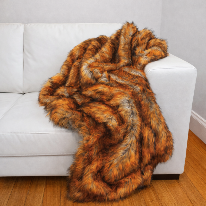 Zanzibar Faux Fur Throw | Ginger Faux Throw | Ginger Faux Fur Bedspread