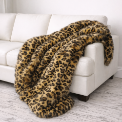 Golden Leopard Faux Fur Throw | Leopard Fur Throw | Animal Print Throw