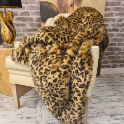 Golden Leopard Faux Fur Throw | Leopard Fur Throw | Animal Print Throw