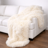 Plaid de luxe en fausse fourrure mongole | Grande couverture bouclée en fausse fourrure crème |