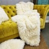 Luxury Mongolian Faux Fur Throw | Large Cream Curly Faux Fur Blanket |