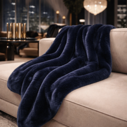 Navy Faux Fur Throw | Richmond Navy Fur Throw | Blue Fur Throw