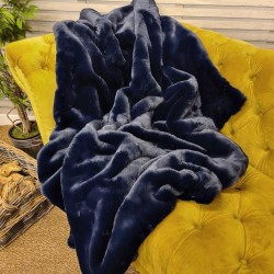 Navy Faux Fur Throw | Richmond Navy Fur Throw | Blue Fur Throw