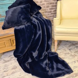 Navy Faux Fur Throw | Richmond Navy Fur Throw | Blue Fur Throw