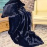 Plaid en fausse fourrure bleu marine Richmond | Plaid en fausse fourrure bleu marine | Couverture bleue