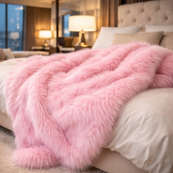Pink Faux Fur Throw | Pink Fur Throw | Pink Fake Fur Throw