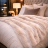 Faux Fur Throw Beige Frost | Large Beige Faux Fur Throw or Bedspread