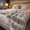 Plaid en fausse fourrure à motif renne | Couvre-lits en fausse fourrure rayée | Couvertures à motif renne