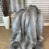 Striped Faux Fur Throws | Grey Fur Bedspreads | Striped Blankets