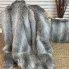 Opossum Stripe Faux Fur Throws | Grey Fur Bedspreads |Striped Blankets