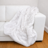 Couverture en fausse fourrure argentée | Couverture blanche en fausse fourrure | Couvre-lit gris et blanc
