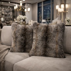 Striped Faux Fur Cushions | Wolf Fake Fur Cushions | Fur Sofa Cushions