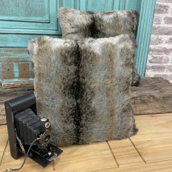 Striped Faux Fur Cushions | Wolf Fake Fur Cushions | Fur Sofa Cushions