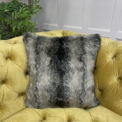 Black Wolf Faux Fur Cushions | Black Striped Fur Cushion Covers