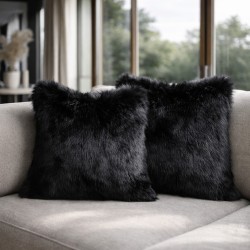 Housses de coussin en fausse fourrure Panthère Noire | Coussins en fourrure noire | Oreillers