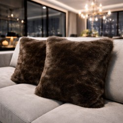 Brown Faux Fur Cushions | Brown Fur Cushion Covers | Brown Sofa Cushions