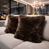 Rich Dark Brown Bison Faux Fur Cushion Covers | Brown Fur Cushions