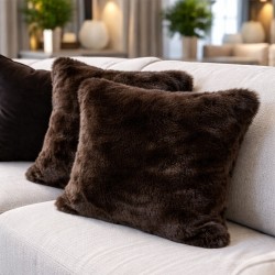 Brown Faux Fur Cushions | Brown Fur Cushion Covers | Brown Sofa Cushions