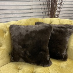 Rich Dark Brown Bison Faux Fur Cushion Covers | Brown Fur Cushions