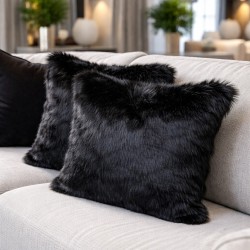 Coussin en fausse fourrure Ours Noir | Oreiller en fourrure noire | Coussins en fourrure noire