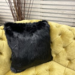 Faux Fur Cushion Black Bear | Black Fur Pillow | Black Fur Cushions