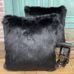 Faux Fur Cushion Black Bear | Black Fur Pillow | Black Fur Cushions