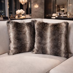 Faux Fur Cushion Covers | Striped Cushions | Dark Chinchilla Cushions