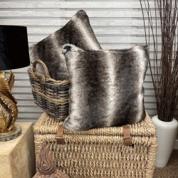 Faux Fur Cushion Covers | Striped Cushions | Dark Chinchilla Cushions