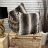 Faux Fur Cushion Covers | Striped Cushions | Dark Chinchilla Cushions