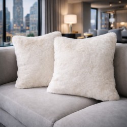 Coussin en fausse fourrure Richmond Crème | Oreiller en fourrure crème | Fourrure blanc cassé
