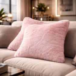 Coussin en fausse fourrure rose Richmond | Oreiller en fourrure rose | Coussin en fourrure rose