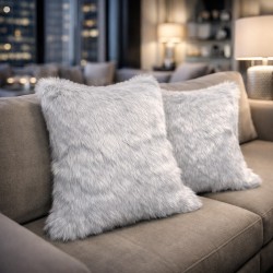 Silver Fox Faux Fur Cushions | Fox Fur Pillows | Grey Sofa Cushions