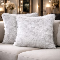 Silver Fox Faux Fur Cushions | Fox Fur Pillows | Grey Sofa Cushions