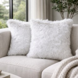 Silver Fox Faux Fur Cushions | Fox Fur Pillows | Grey Sofa Cushions