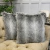 Opossum Stripe Faux Fur Cushion | Grey Fur Pillow | Striped Fur Cushion