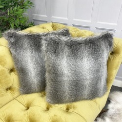 Opossum Stripe Faux Fur Cushion | Grey Fur Pillow | Striped Fur Cushion
