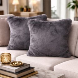 Richmond Graphite Faux Fur Cushion | Grey Fur Pillow | Grey Fur Cushion