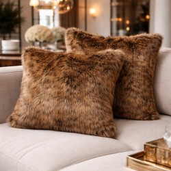 New Mink Faux Fur Cushions | Luxury Brown Fur Cushion Covers & Pillows