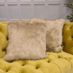 Camel Faux Fur Cushions | Beige Fur Pillows | Plain Faux Fur Cushions