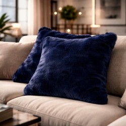 Coussins en fausse fourrure bleu marine Richmond | Coussins en fourrure bleu marine | Coussin bleu