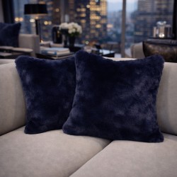 Coussins en fausse fourrure bleu marine Richmond | Coussins en fourrure bleu marine | Coussin bleu