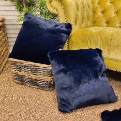 Richmond Navy Fur Cushions | Navy Faux Fur Cushions | Blue Cushion