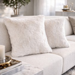 Coussins en fausse fourrure beige givré | Coussins et oreillers de luxe en fausse fourrure
