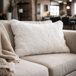 Richmond Cream Rectangular Fur Cushions | Rectangular Faux Fur Cushions |