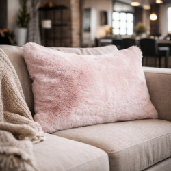 Richmond Pink Rectangular Fur Cushion | Rectangular Faux Fur Cushions |